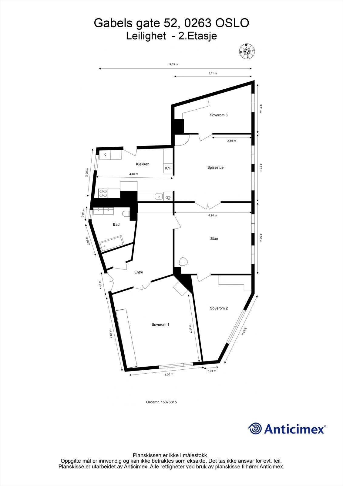 Målsatt plantegning Galleribilde