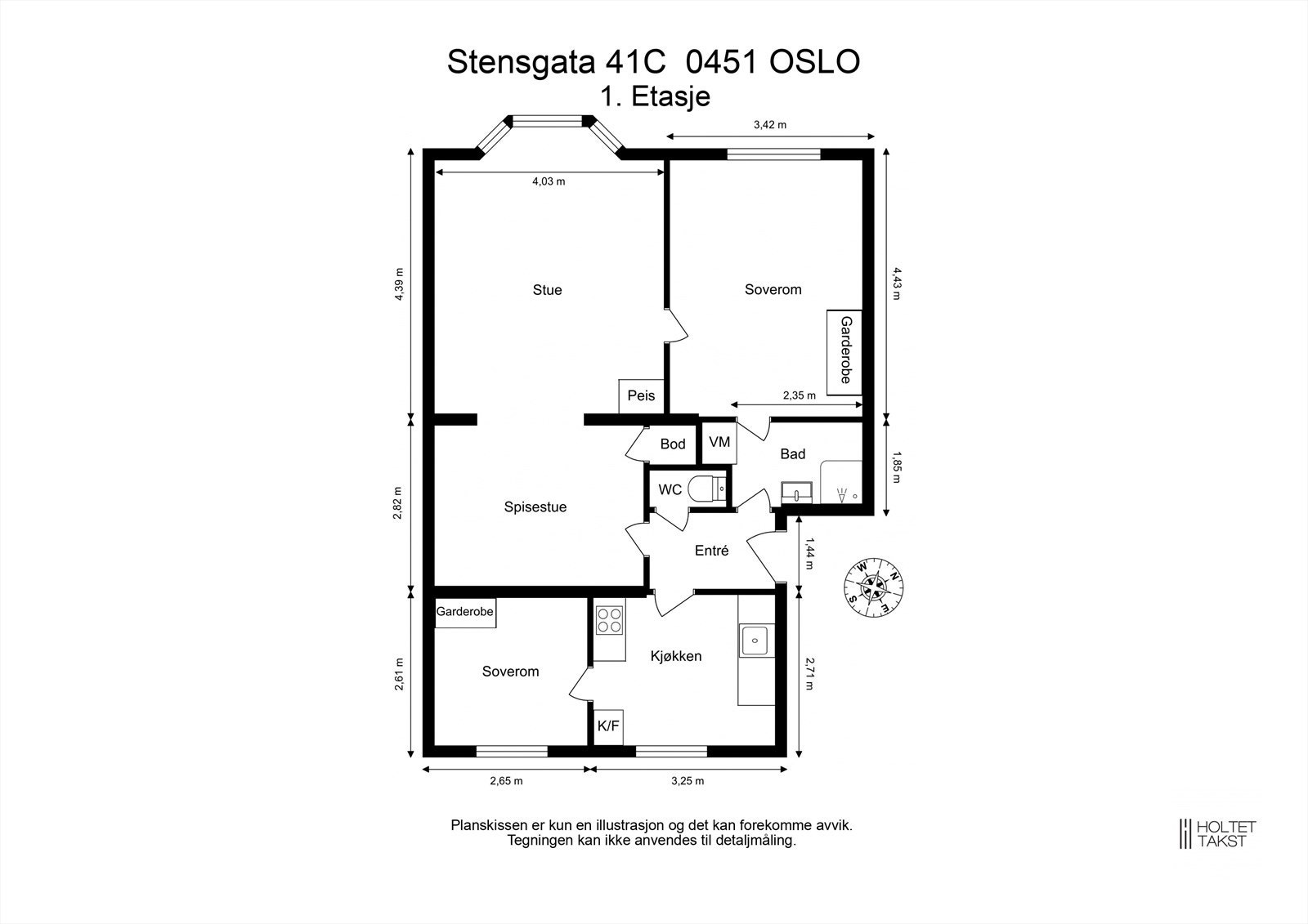 Plantegning slik boligen fremstår i dag. Galleribilde