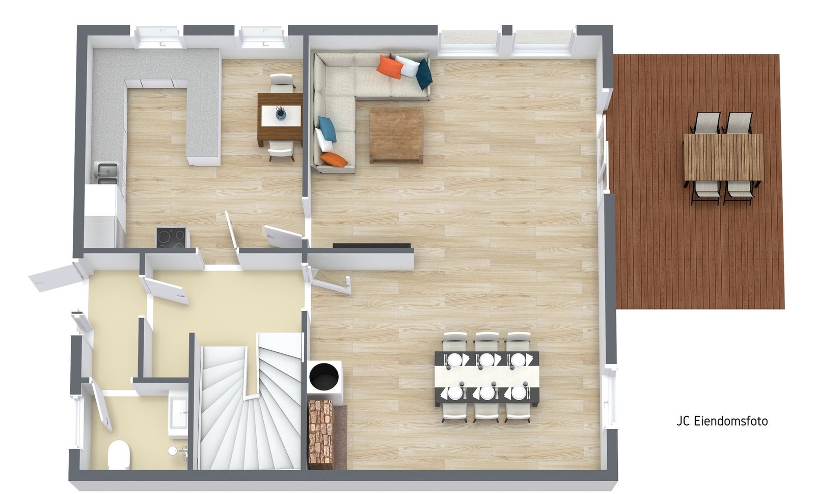 3d plantegning hovedetasje. Galleribilde