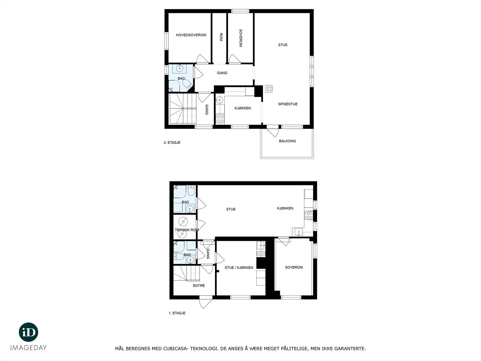 Plantegning av 1. etasje og underetasje Galleribilde