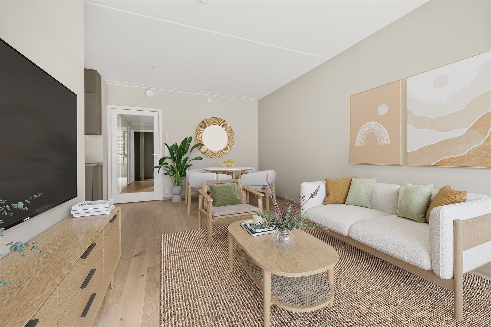 Dette er en splitter ny leilighet beliggende i Engene Hage. Bildet er digitalt stylet. Galleribilde