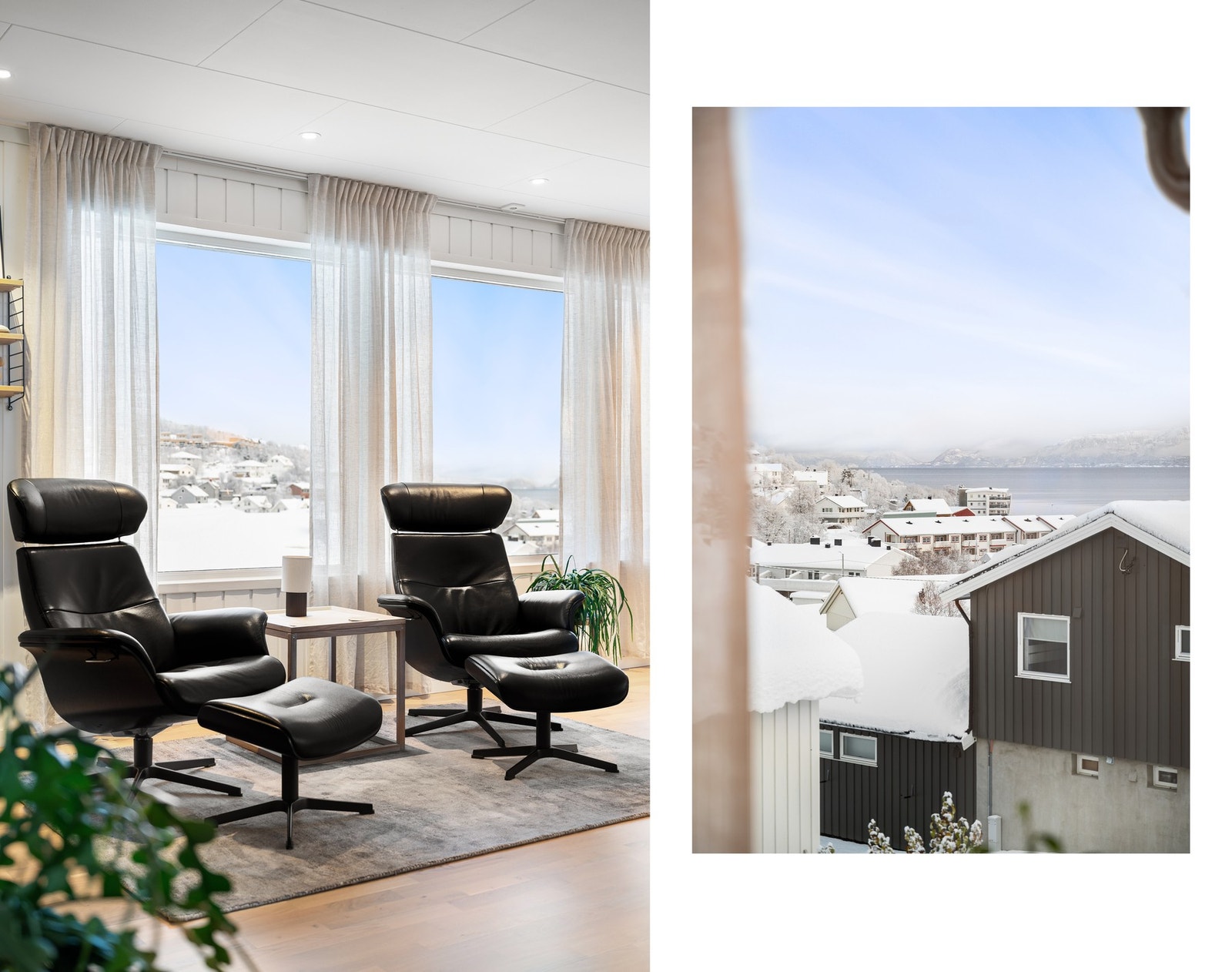 Boligen ligger høyt i terrenget og sørger for fin utsikt fra stua! Galleribilde