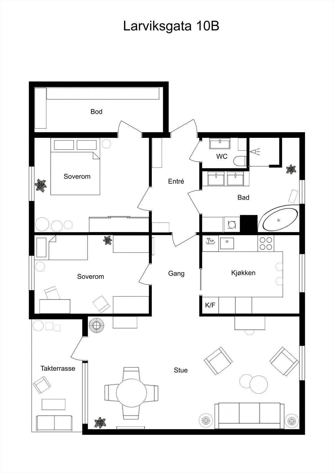 Møblert plantegning. Galleribilde