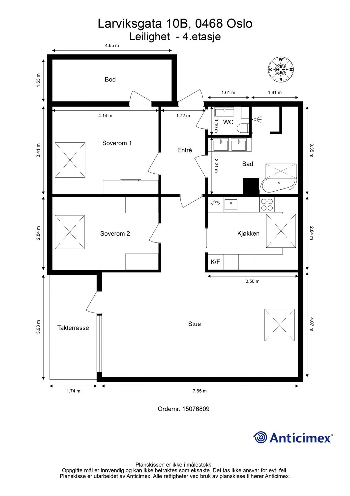 Målsatt plantegning. Galleribilde