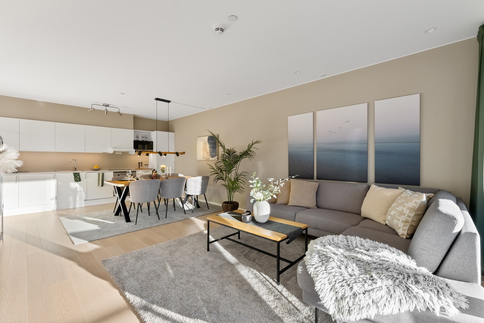 I stuen er det plass for sofagruppe, TV-seksjon, spisegruppe og annet passende møblement Galleribilde