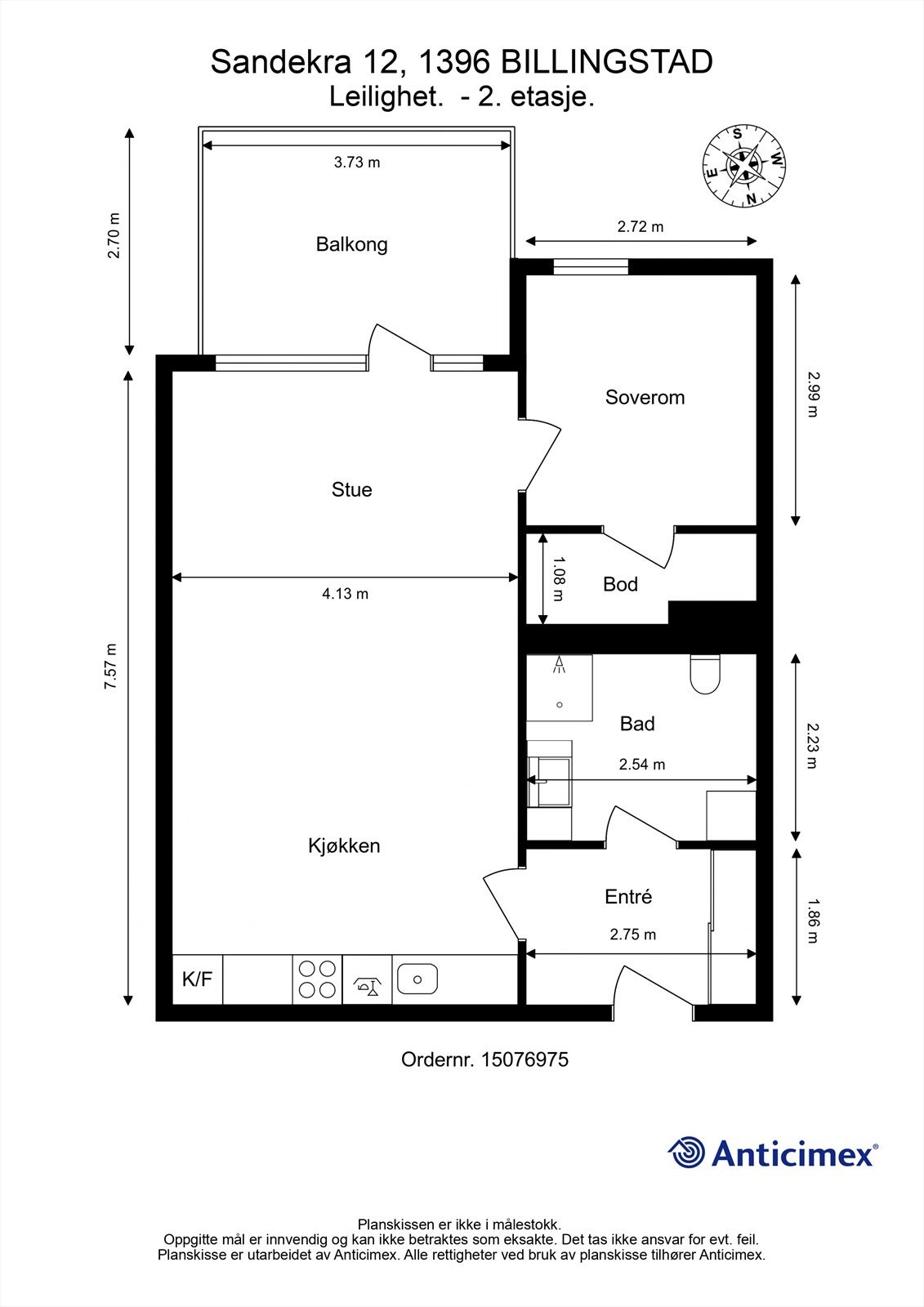 Plantegning over leiligheten Galleribilde