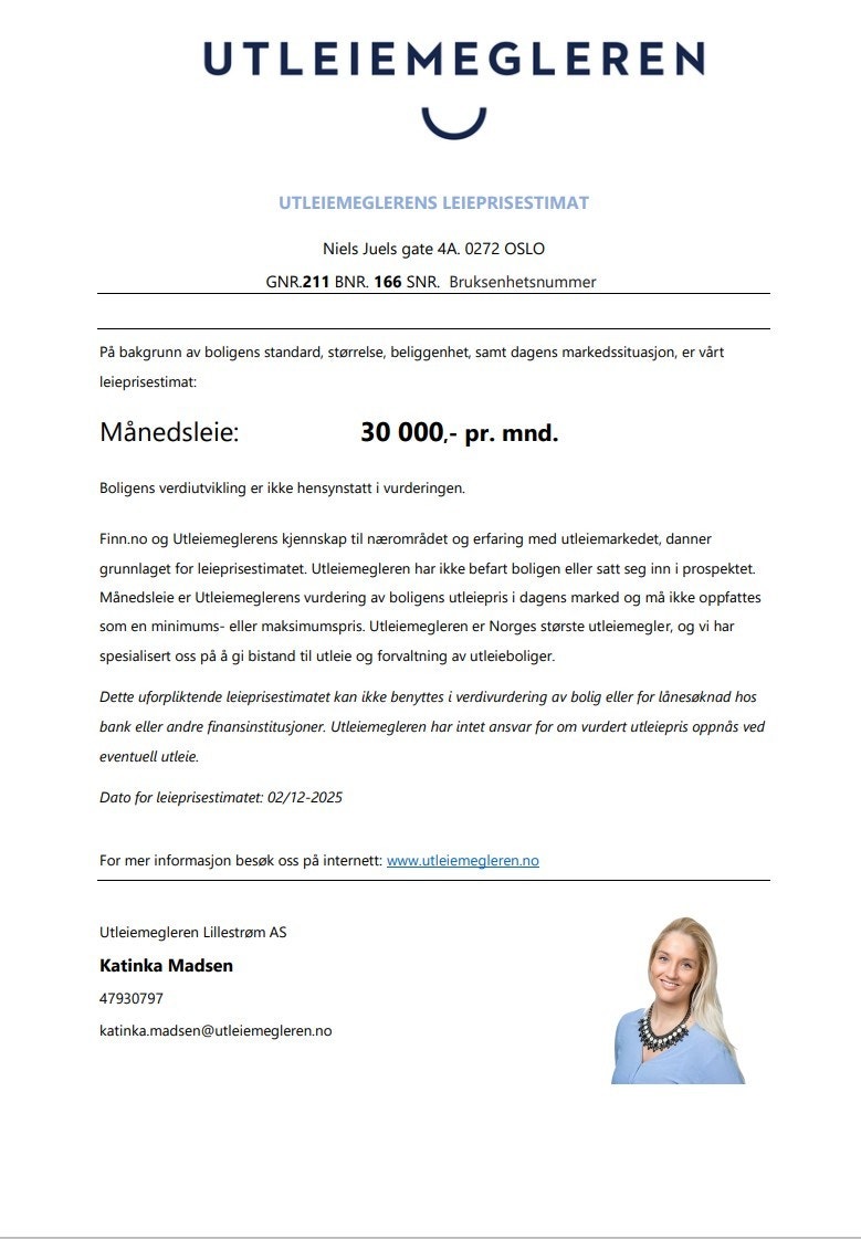 Utleietakst. Galleribilde