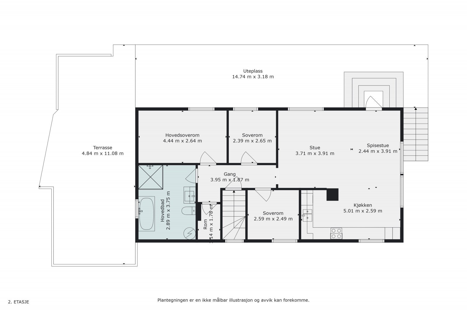 Plantegning hovedetasje. Galleribilde