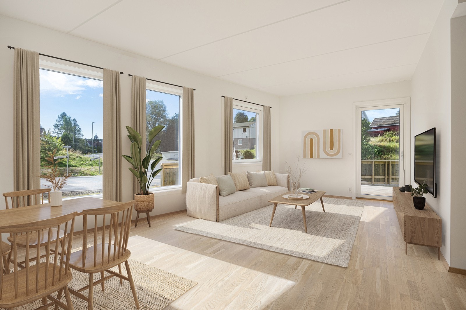 Stuen er av fin størrelse og har gode muligheter for møblering. Foto: Exponering Svein Michaelsen Galleribilde