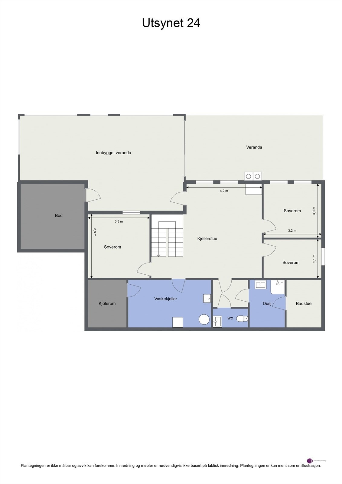 Plantegning underetasje. Galleribilde