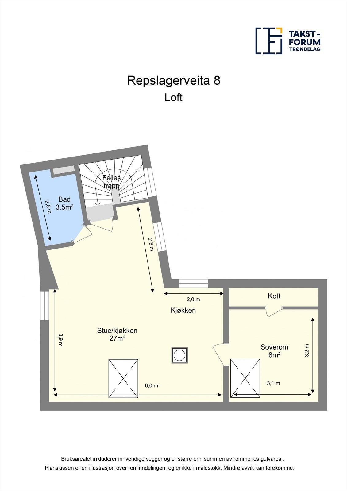 Ta en titt på planskissen og gjør deg kjent med romfordelingen! Galleribilde