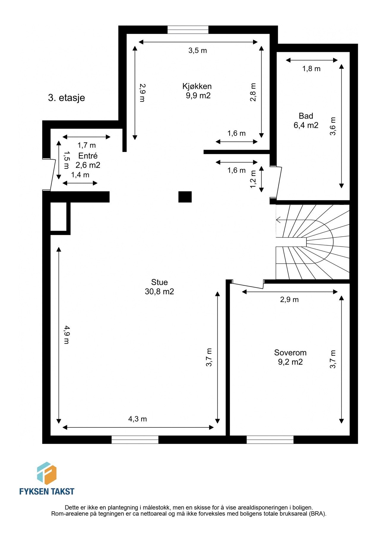Planskisse - 3.etasje (oppmålt). Galleribilde