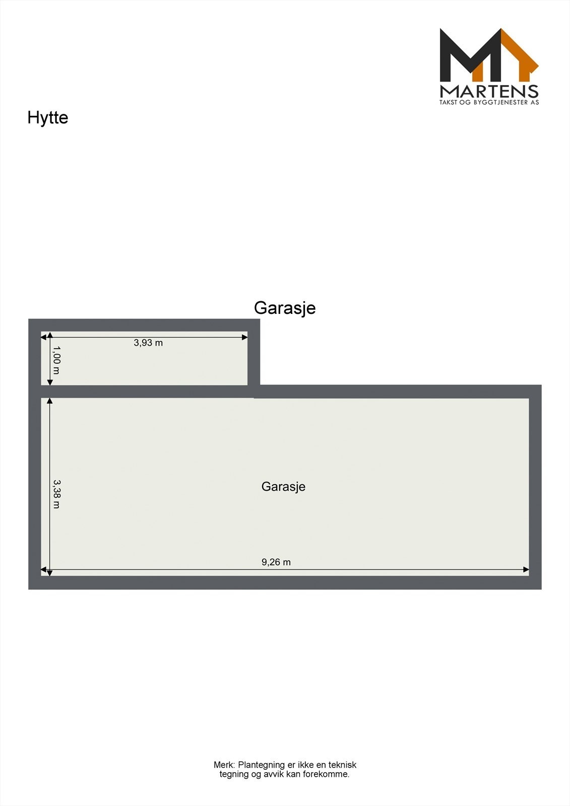 Garasje - målsatt plantegning. Galleribilde