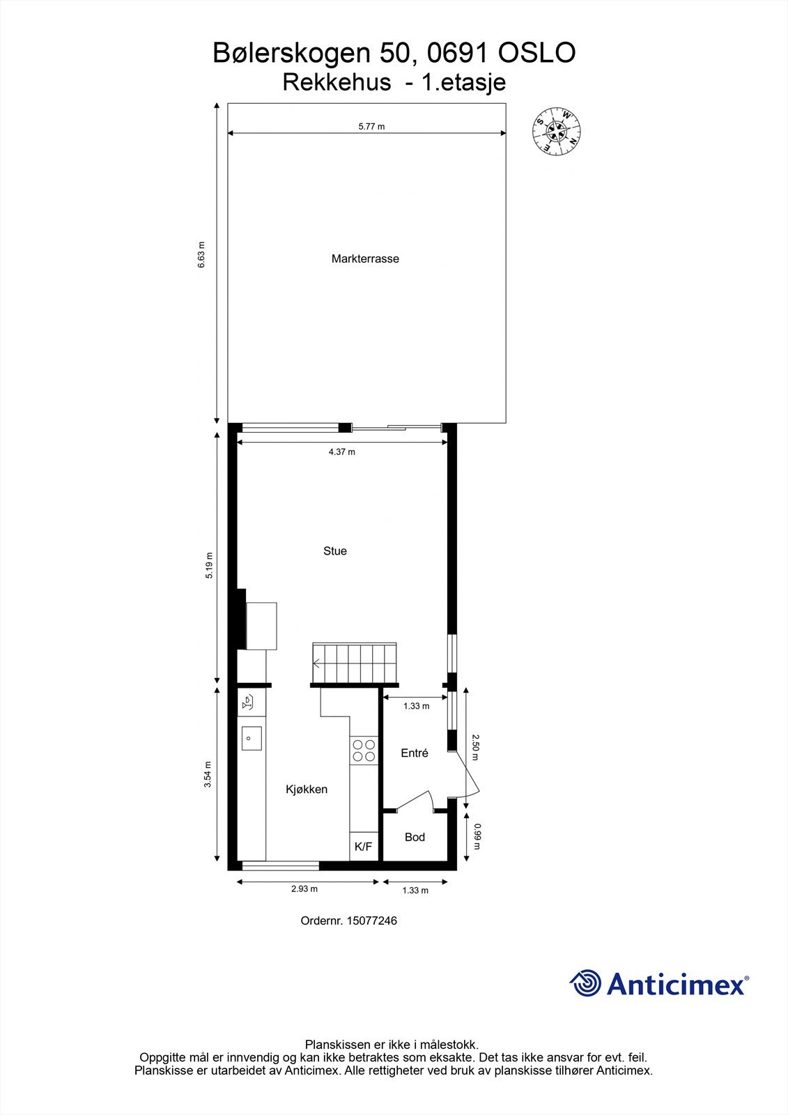 Plantegning - Rekkehus - 1. etasje. Galleribilde