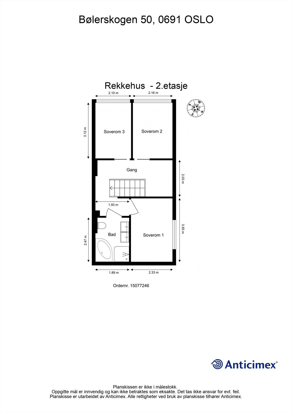 Plantegning - Rekkehus - 2. etasje. Galleribilde