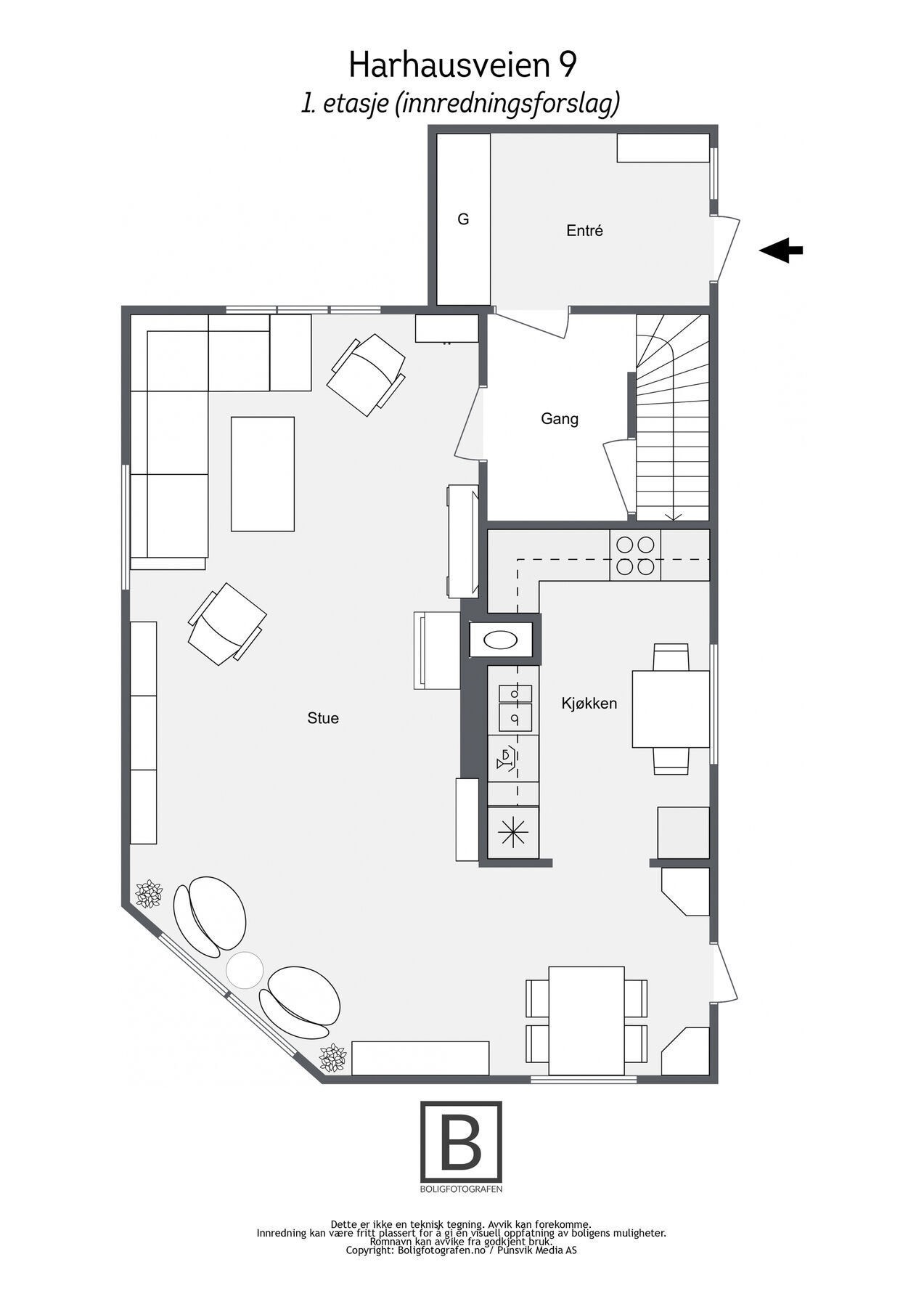 Plantegning 1. etasje (merk at kjøkken er revet) Galleribilde