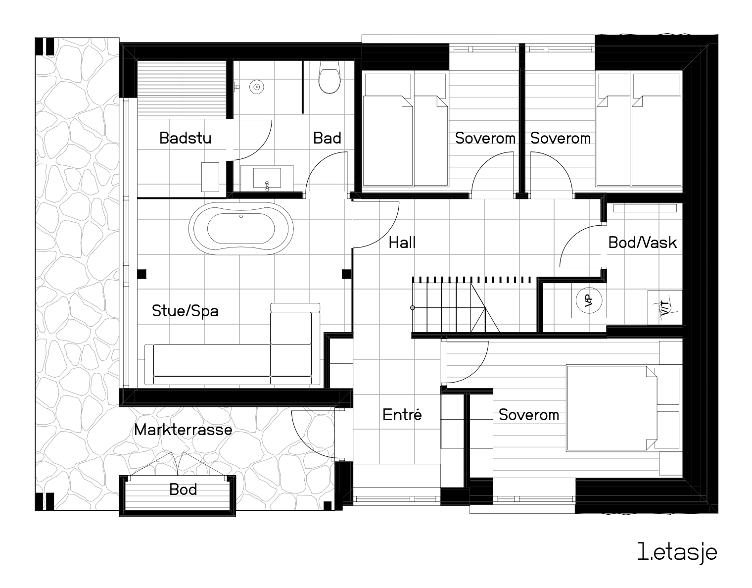 Alternativ planløsning med spa-avdeling Galleribilde
