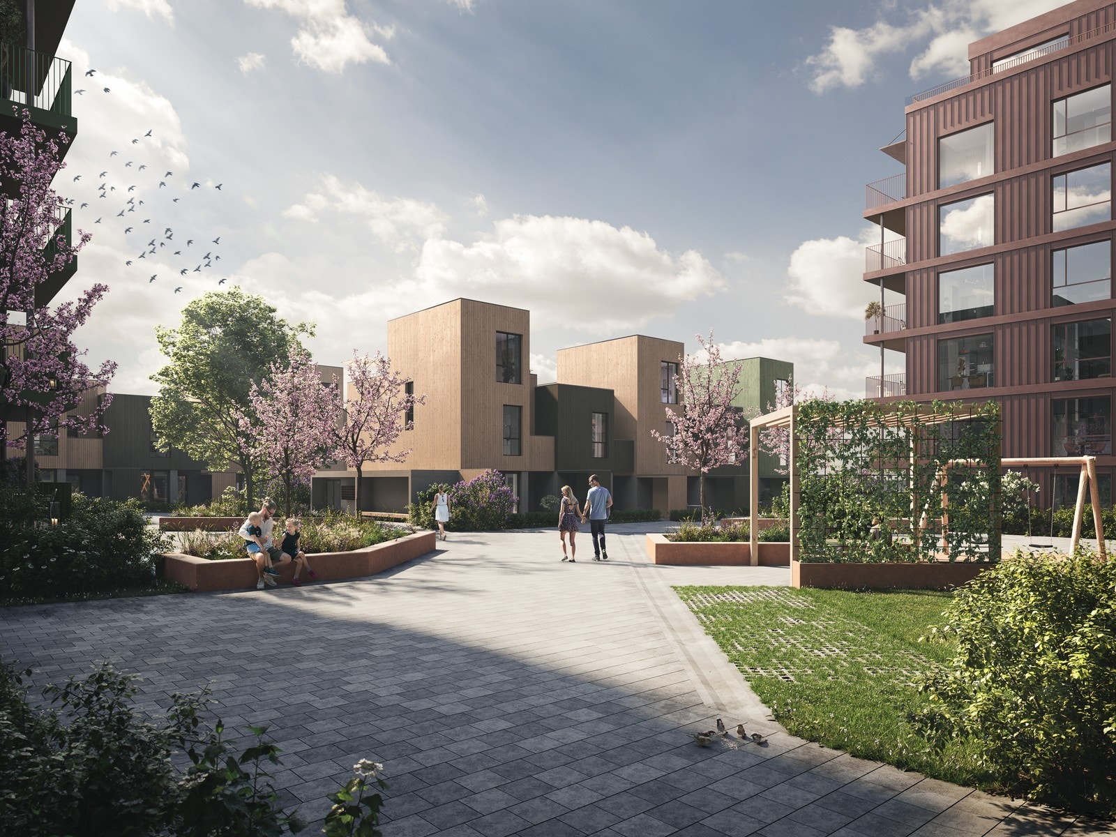 Området er fortsatt under oppføring, men har allerede fått nydelige områder med bla internveier Galleribilde