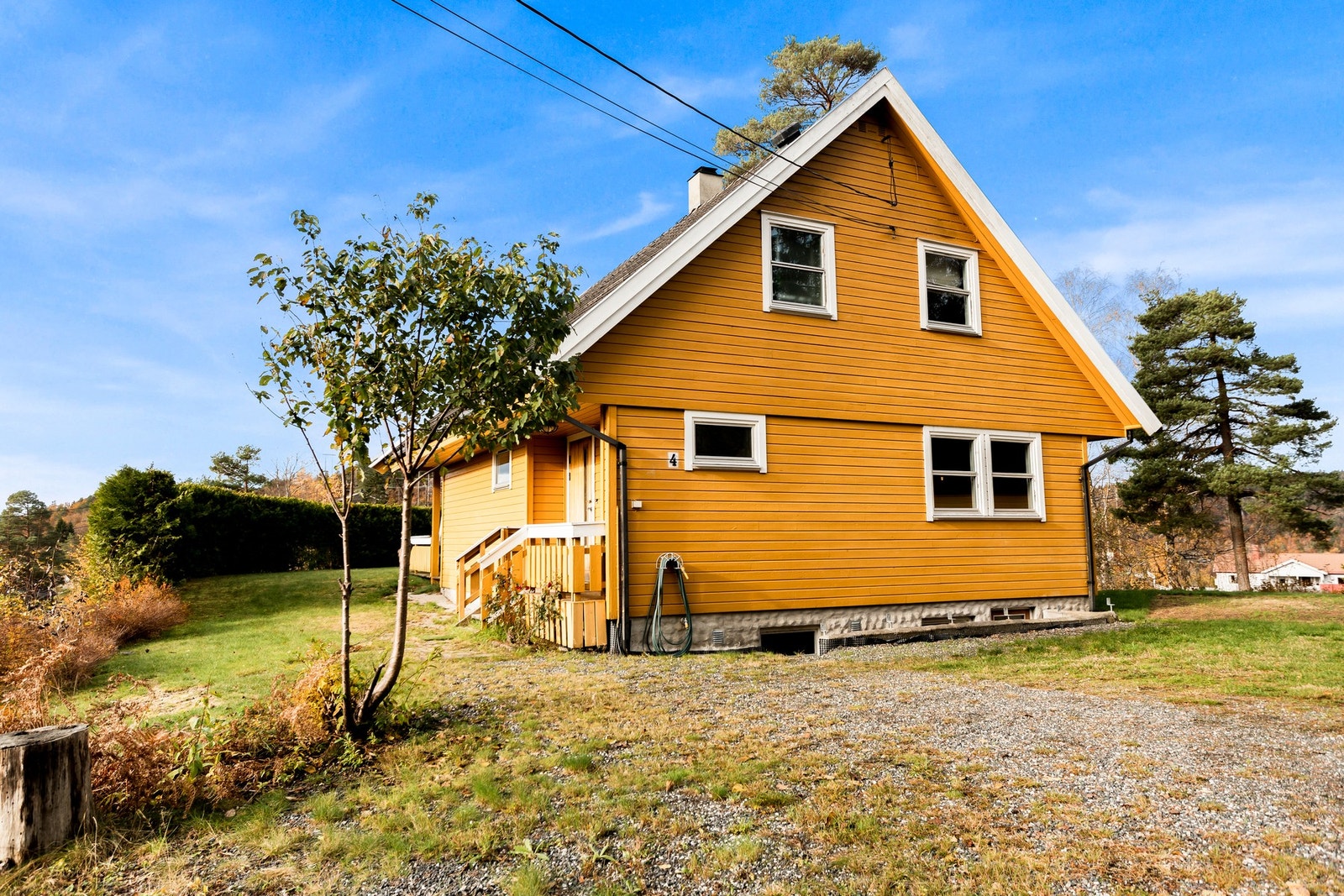 Romslig tun fremfor boligen. Galleribilde
