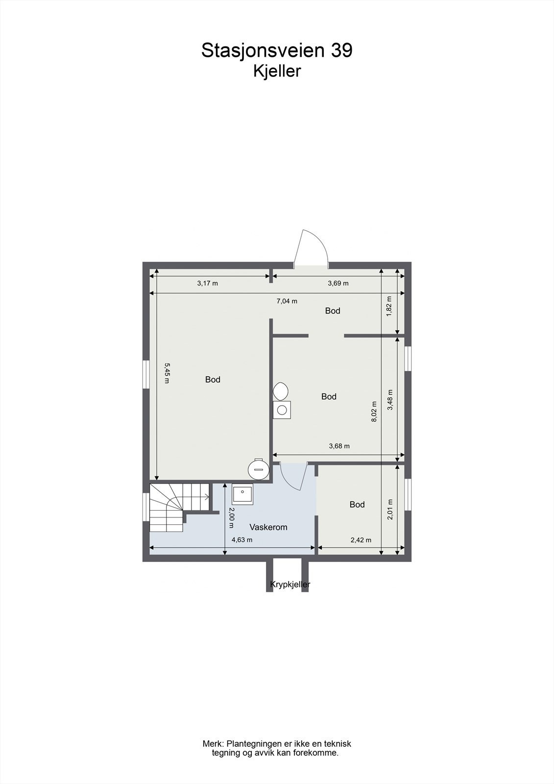 Plantegning kjeller. Galleribilde