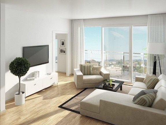 Stue med utsyn til terrasse Galleribilde