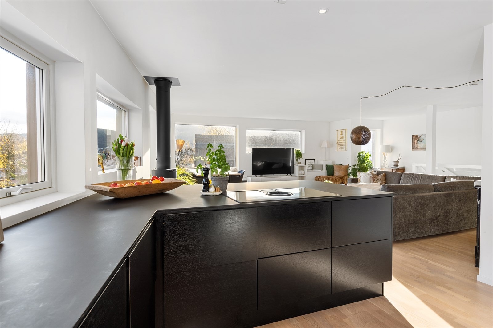 I innredningen er det integrert stekeovn, platetopp, oppvaskmaskin og kjøl/frys. Galleribilde