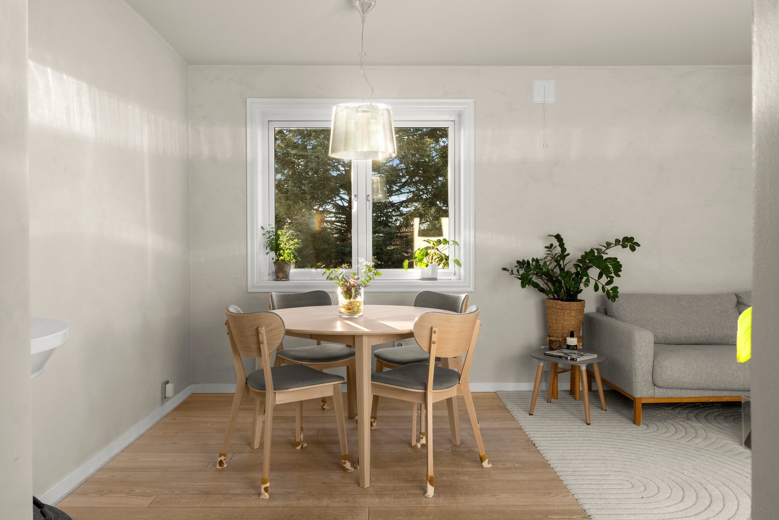 Stuen vender mot to himmelretninger og har gode solforhold, som selger sier: "alle plantene vokser godt i leiligheten" Galleribilde