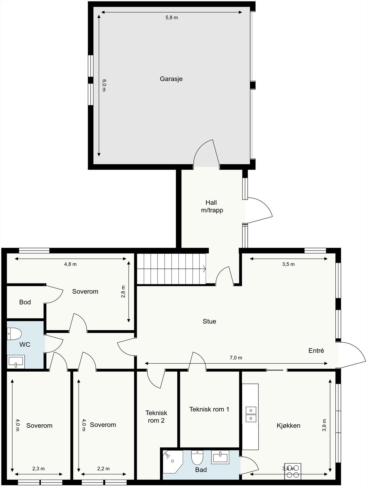 Plantegning underetasje. Galleribilde