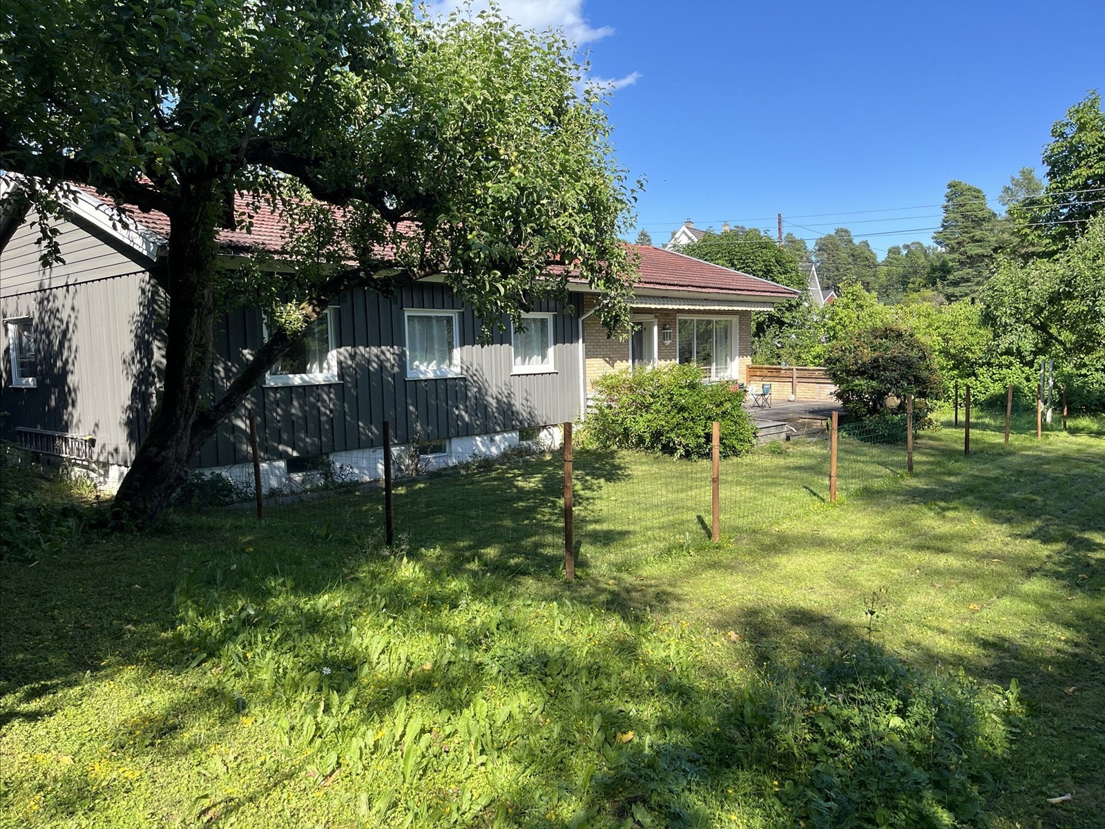 Hagen er delt opp for å begrense leietagers ansvar. Hele hagen kan benyttes om ønskelig. Galleribilde