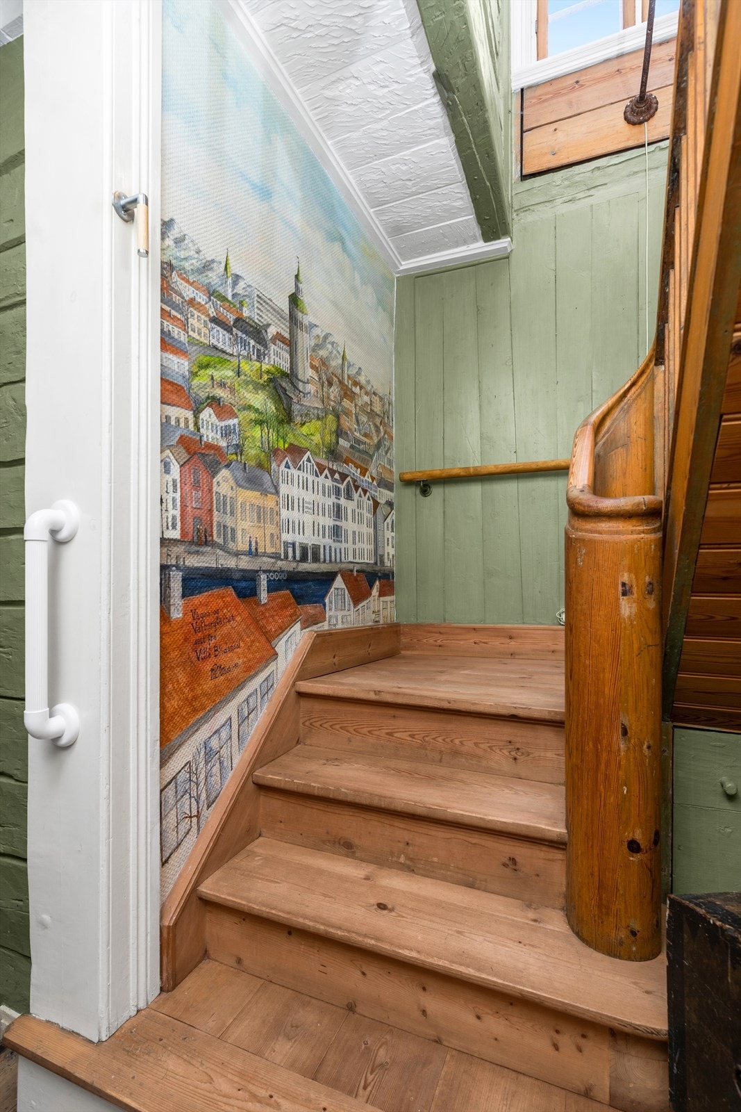 Maleri av utsikten fra soverommet malt direkte på veggen Galleribilde