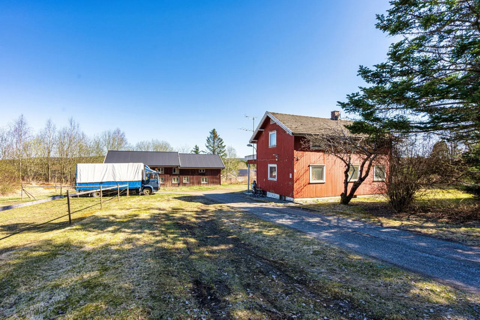 Gruslagt innkjørsel og gode parkeringsmuligheter på eiendommen. Galleribilde