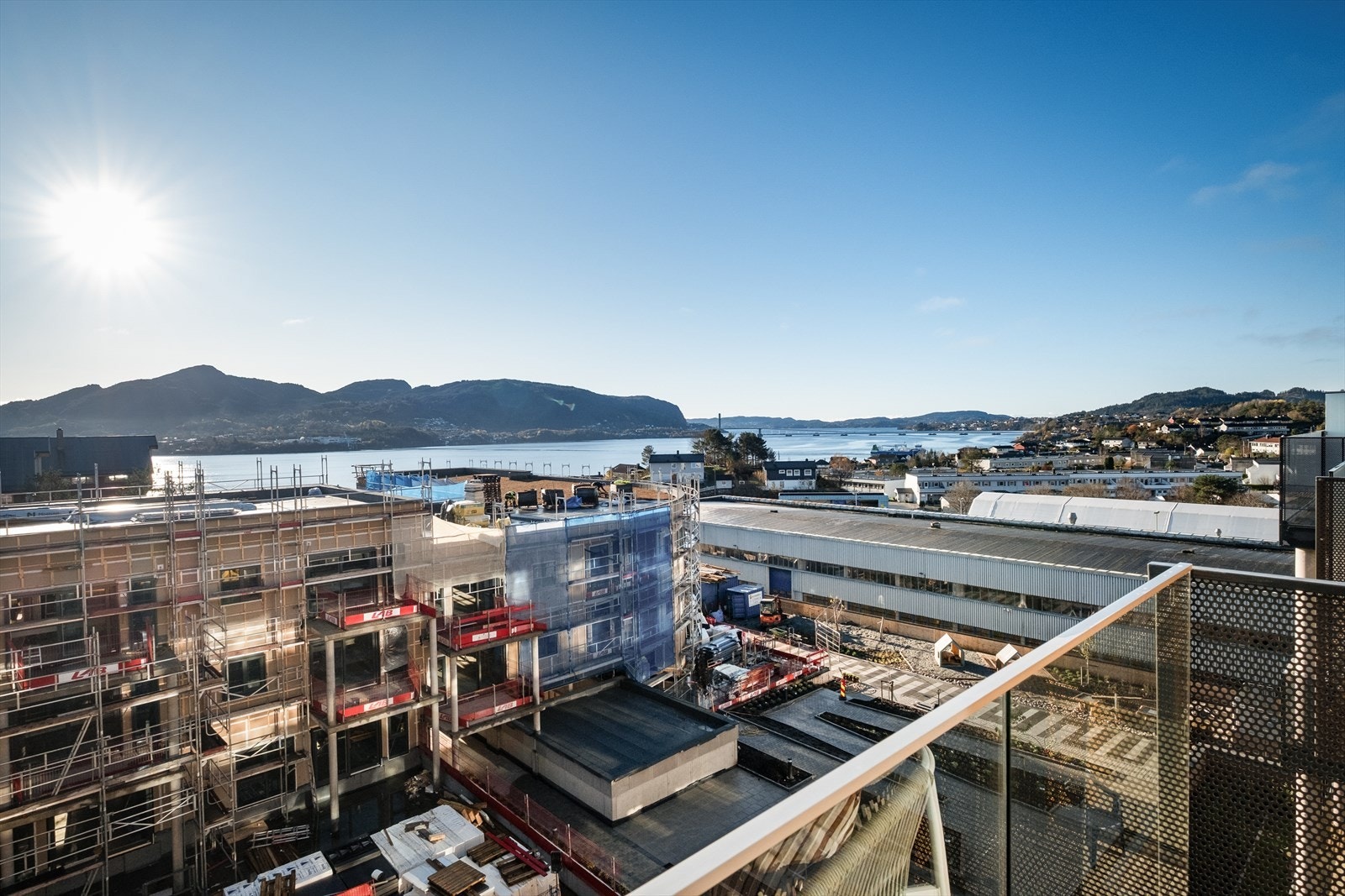 Utsikt fra balkongen. Byggetrinn 2 ferdigstilles i 2026 Galleribilde