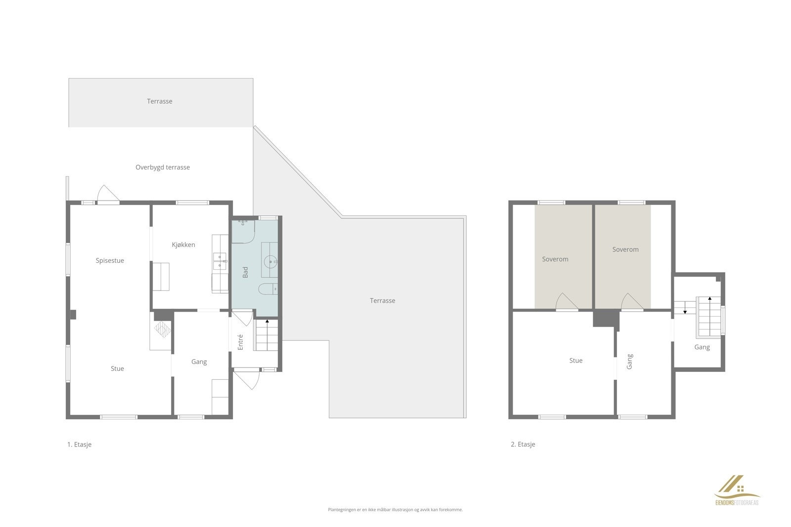 Plantegning 1. - og 2. etasje. Galleribilde