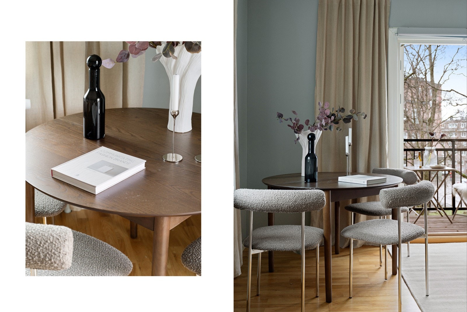 Detalj. 3-stavs parkettgulv, malte veggflater og malt slett takflate. Galleribilde