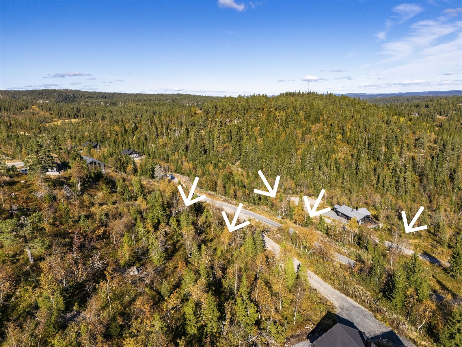 Til høyre ses tomt nr 22, nr 24 lengst nord for denne og 20syd for denne igjen. Tomtene 17 (solgt) og 16 (solgt) ses til venstre. Galleribilde