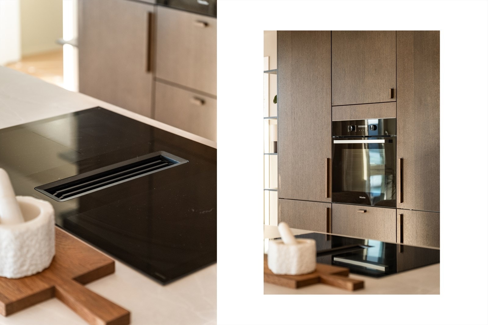 Miele platetopp med integrert ventilasjon, KMDA7676 FL-U Black perfection. Miele ovn H2766-1 BP 125. Edition Obsidian sort Galleribilde