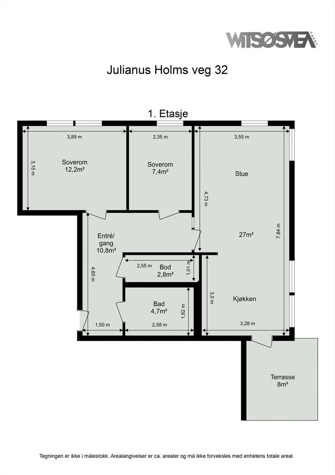 Ta en titt på planskissen og gjør deg kjent med romfordelingen! Galleribilde
