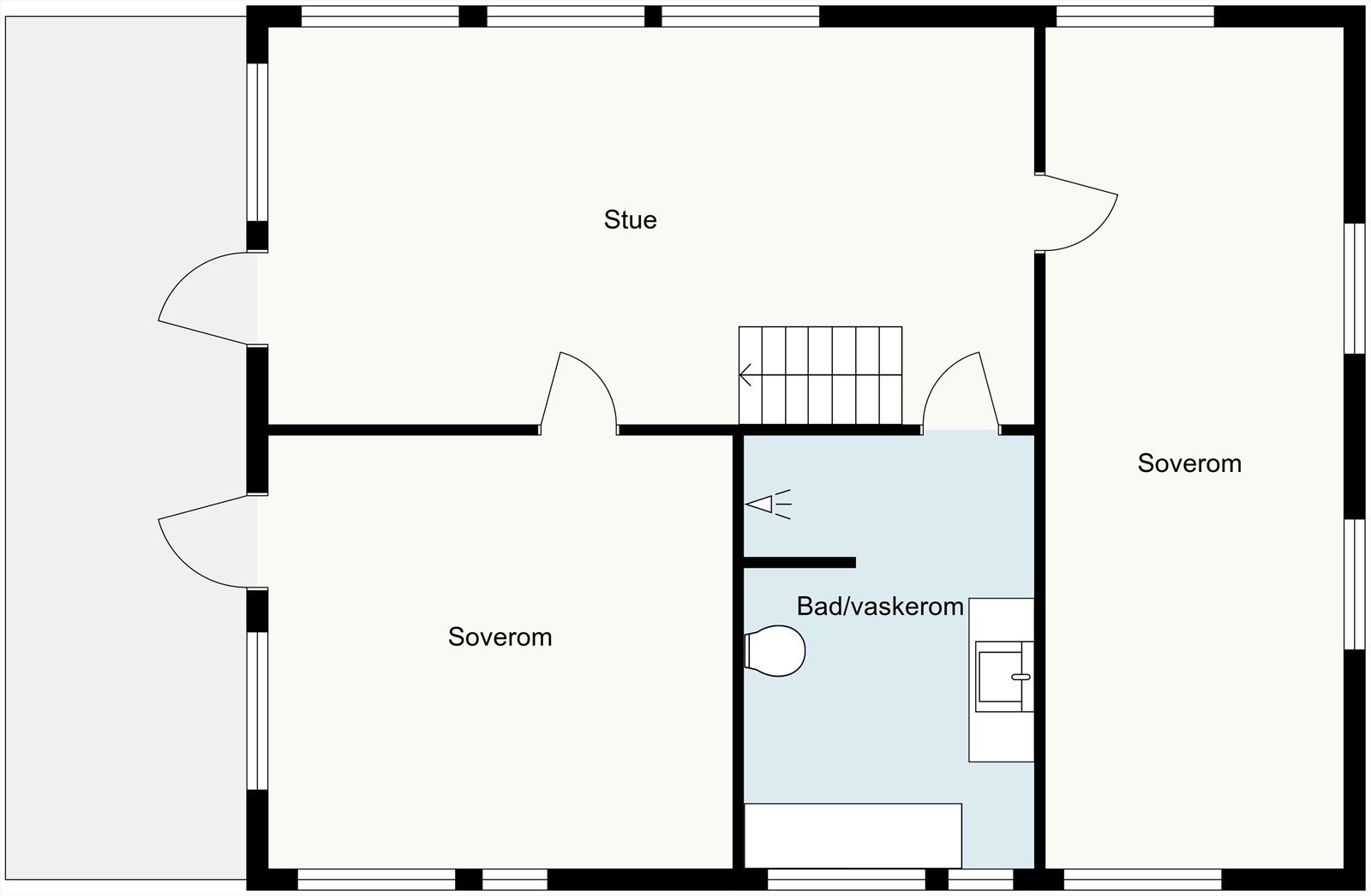Plantegning 2. etasje. Plantegningen er ikke målbar og avvik og feil kan forekomme. Galleribilde