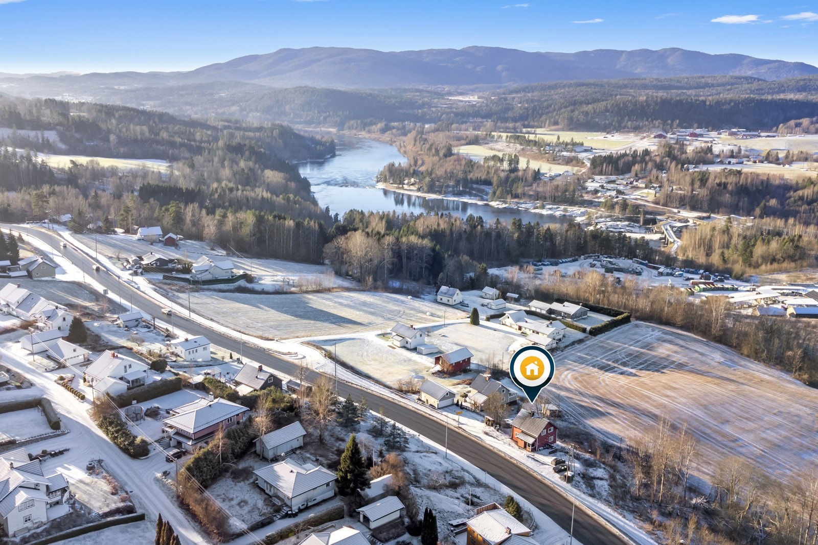 Dronefoto som viser beliggenheten Galleribilde