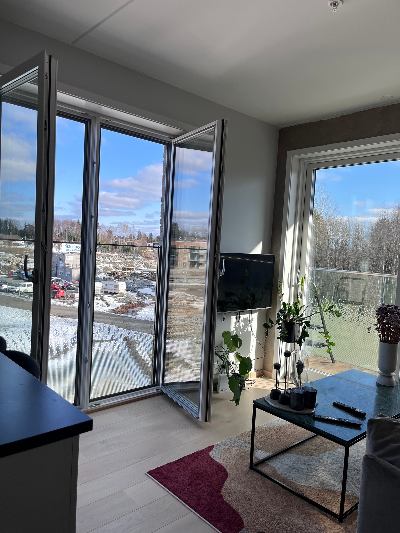 Franske dører åpnet stue. Galleribilde