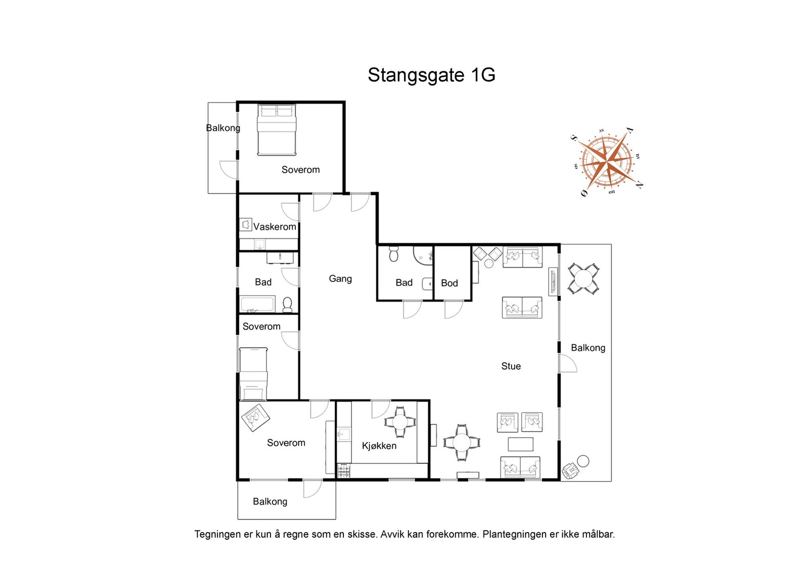 Plantegning av leiligheten Galleribilde