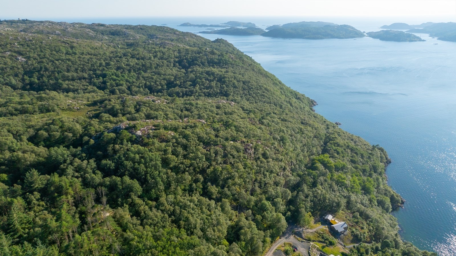 Bratt terreng ned mot sjøen. Mulig å gå på gammel vei helt ned. Galleribilde