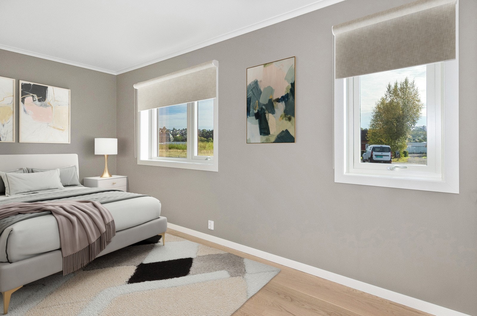 Romslig hovedsoverom med plass til garderobe.(bildet er digitalt stylet). Galleribilde