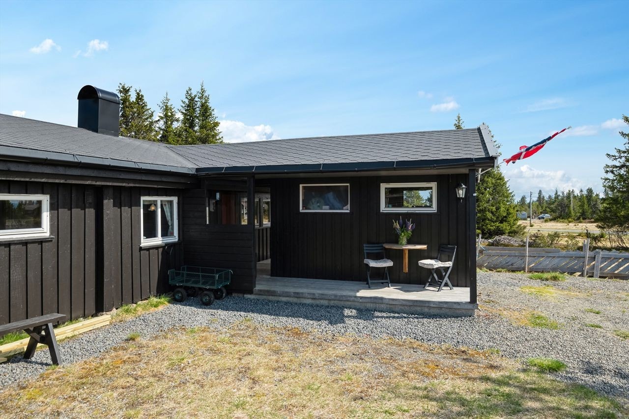 Koselig inngangsparti med overbygd platting. Galleribilde