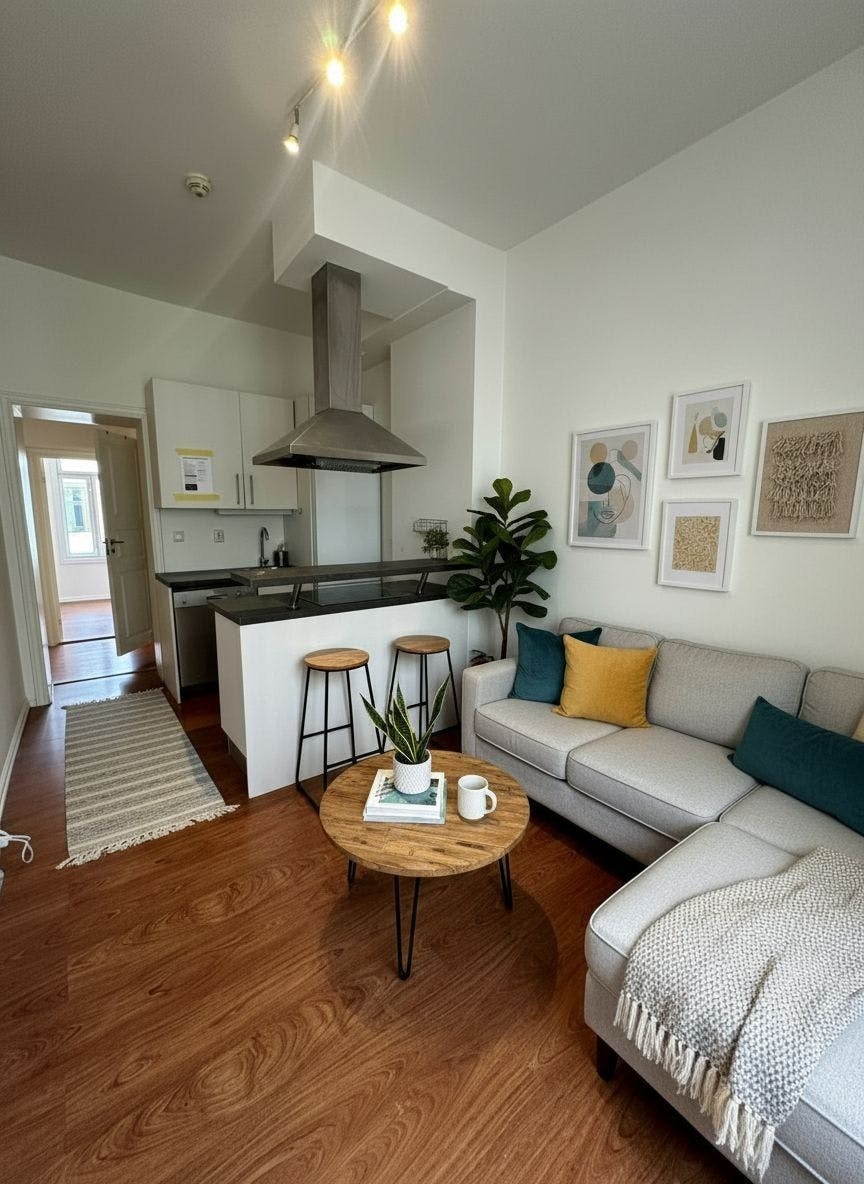 3D redigert bilde av stue Galleribilde