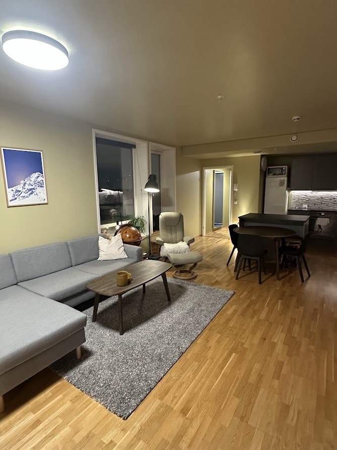 Åpen planløsning mellom stue og kjøkken Galleribilde