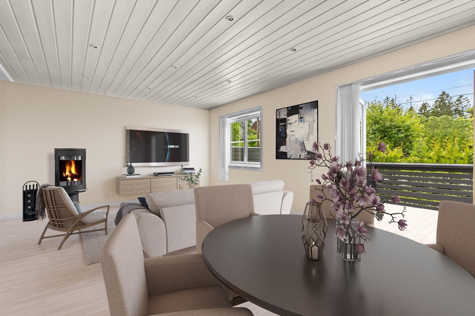 Romslig stue - Digital illustrasjon - Oppusset Galleribilde