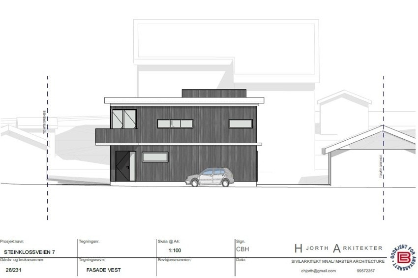 Godkjente tegninger som ligger vedlagt er for enebolig på 150kvm, fordelt på 2 etasjer. Eneboligen er også tegnet inn med godkjent utleiedel Galleribilde