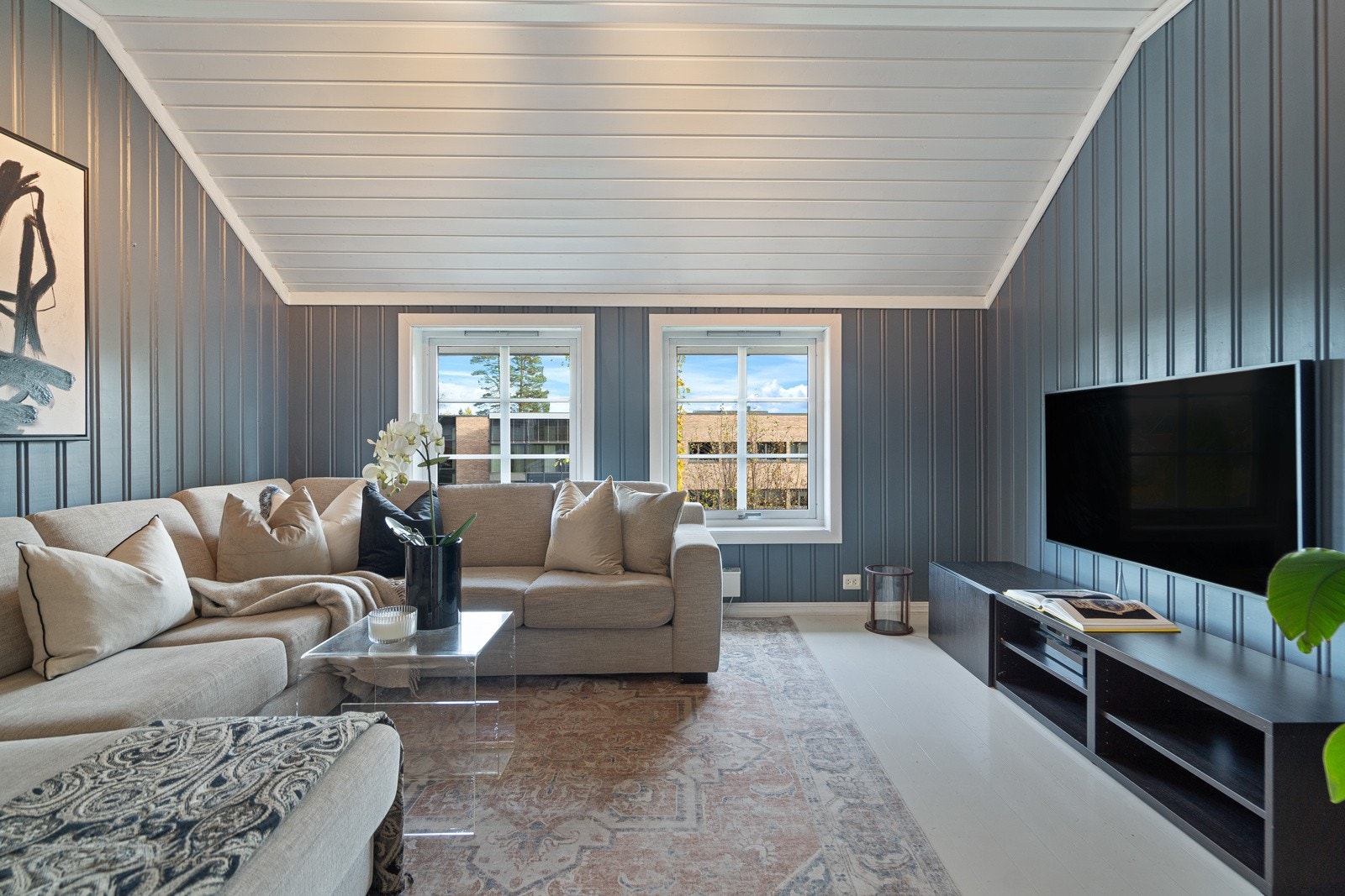 I husets tilbygg er det en koselig TV-stue Galleribilde