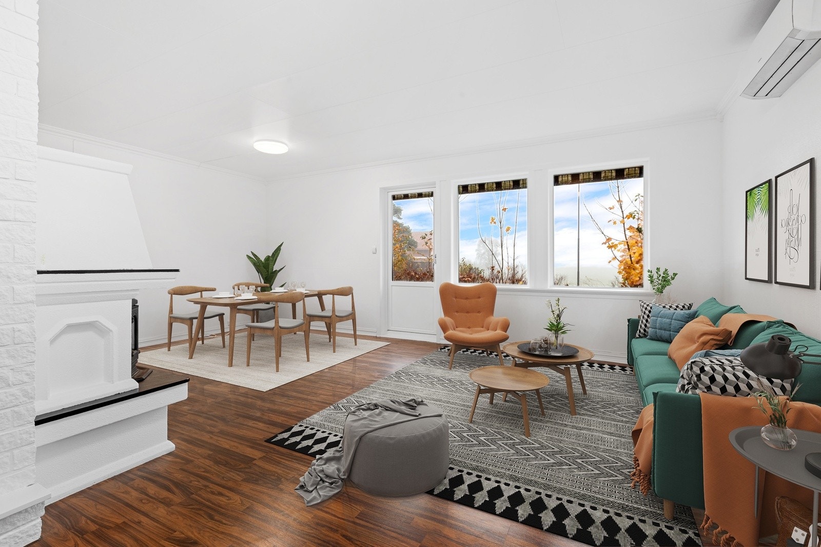 Stue med digital møblering Galleribilde